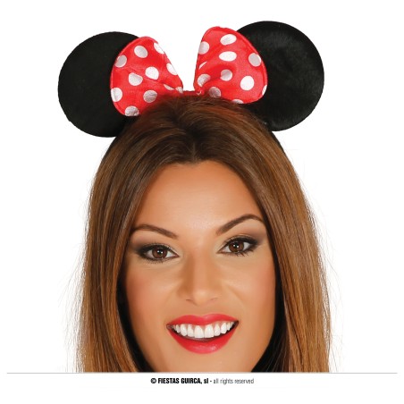 Diadema ratoncita tela con lazo minnie mouse-Tus Disfraces baratos