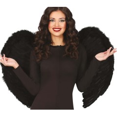 Alas negras plumas 80x60 cm angel negro-Tus Disfraces