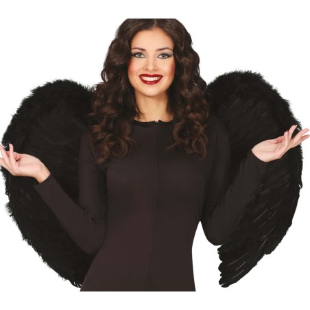 Alas negras plumas 80x60 cm angel negro-Tus Disfraces