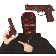 Pistola negra con sangre de juguete 22 cm -Tus disfraces