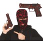Pistola negra con sangre de juguete 22 cm