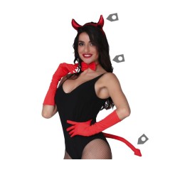 Conjunto diablesa sexy pajarita cuernos y rabo
