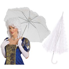 Sombrilla blanca de encaje epoca 60 cm-Tus disfraces baratos
