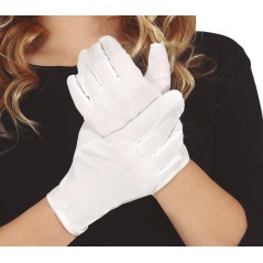 Guantes infantil blanco 18 cm elasticos-Tus disfraces baratos