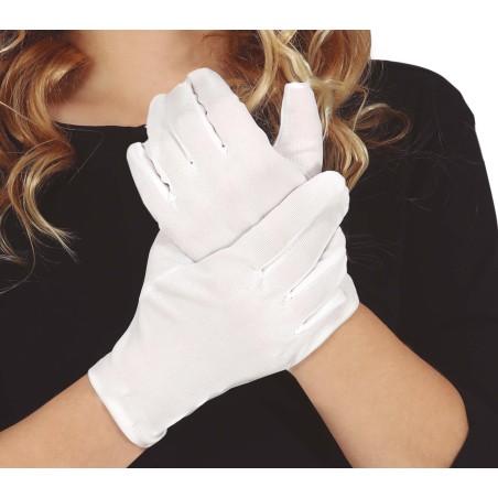 Guantes infantil blanco 18 cm elasticos-Tus disfraces baratos