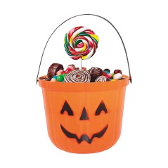 Cubo cesto calabaza recogecaramelos 20 cm-Tus Disfraces