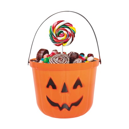 Cubo cesto calabaza recogecaramelos 20 cm-Tus Disfraces
