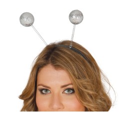 Diadema bola escarcha plata-Tus Disfraces baratos