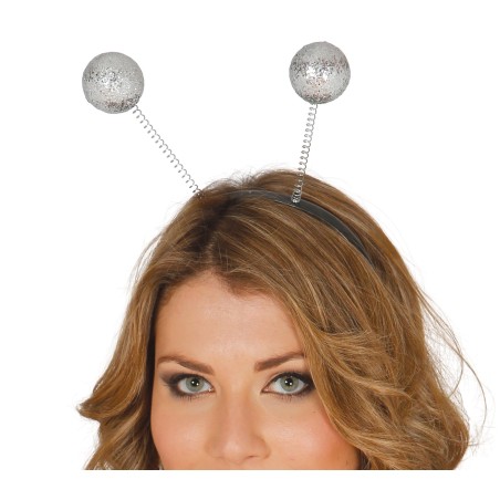 Diadema bola escarcha plata-Tus Disfraces baratos
