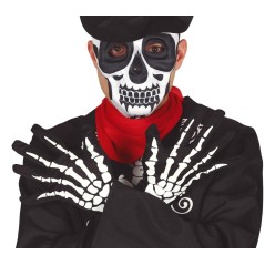 Guantes esqueleto cortos 25 cm-Tus disfraces baratos