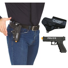 Pistola negra con funda 20 cm-Tus disfraces baratos