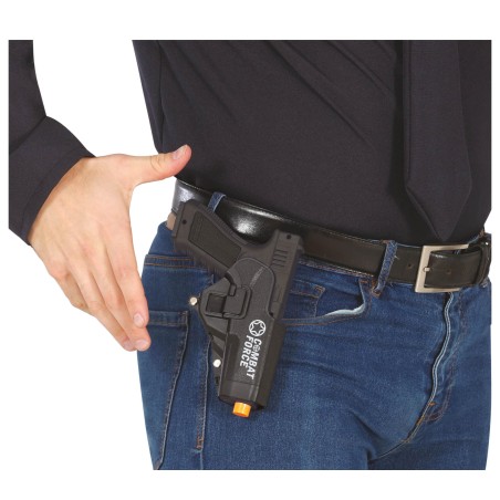 Pistola negra con funda 20 cm