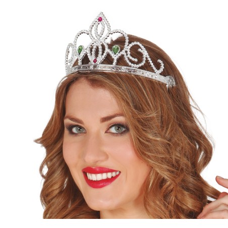 Diadema plata tiara princesa-Tus Disfraces baratos