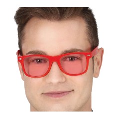 Gafas pasta rojas con cristales rojos-Tus disfraces Baratos