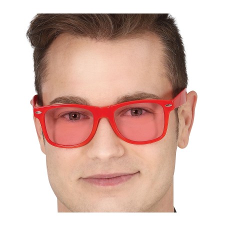Gafas pasta rojas con cristales rojos-Tus disfraces Baratos