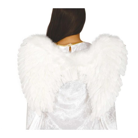 Alas blancas plumas angel 50 cm baratas. Tus disfraces baratos
