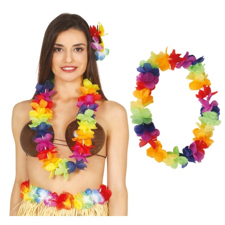 Collar hawaiano multicolor barato para fiesta-Tus disfraces baratos
