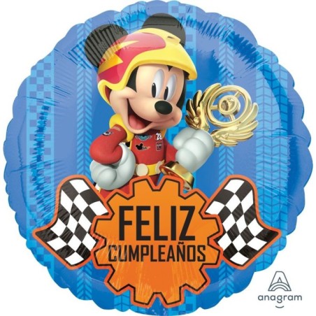 Globo  Mickey coche feliz cumpleaños 18 45 cm helio o aire