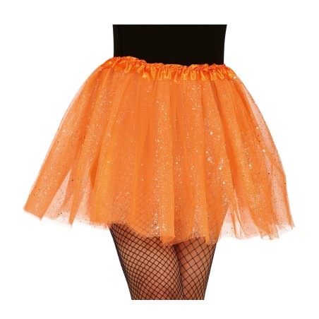 Tutu naranja con brillantina glitter 40 cm-Tus Disfraces