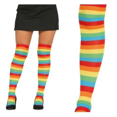 Medias rayas multicolor payaso mujer-Tus disfraces baratos