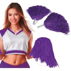 Pom pom morados 2 unidades 80 gr animadora-Tus disfraces baratos
