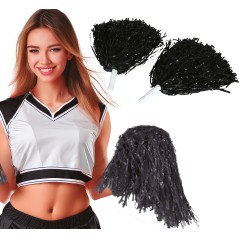 Pom pom negros 2 unidades 80 gr animadora-Tus disfraces baratos
