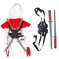 Porta espadas para la espalda ninja samurai con 2 espadas-Tus disfraces baratos