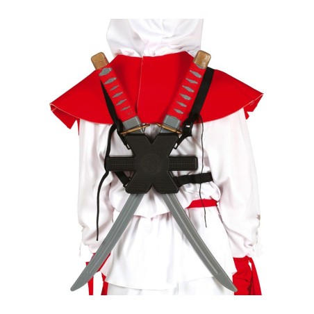 Porta espadas para la espalda ninja samurai con 2 espadas