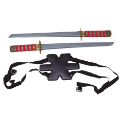 Porta espadas para la espalda ninja samurai con 2 espadas-Tus disfraces baratos