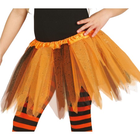 Tutu infantil brillante naranja y negro 30 cm infantil-Tus disfraces baratos