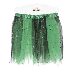 Tutu infantil bruja negro y verde con brillantina para niña 30 cm-Tus disfraces baratos