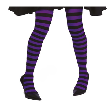 Pantys rayas moradas y negras bruja adulto-Tus disfraces baratos