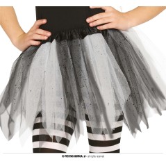 Tutu infantil brillante blanco y negro 30 cm infantil-Tus disfraces baratos