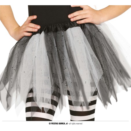 Tutu infantil brillante blanco y negro 30 cm infantil-Tus disfraces baratos