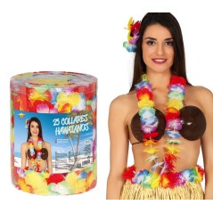 Collares hawaianos multicolor pack 25 unidades-Tus disfraces baratos