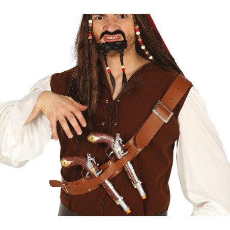 Cinta bandolera pirata con 2 pistolas ajustable