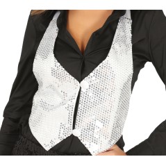 Chaleco lentejuelas plata para mujer-Tus disfraces