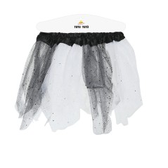 Tutu infantil brillante blanco y negro 30 cm infantil-Tus disfraces baratos