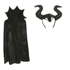 Set hada malvada: capa 100 cm y diadema cuernos-Tus Disfraces