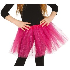 Tutu infantil rosa con brillantina para niña 30 cm