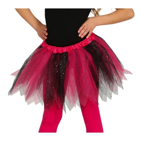 Tutu infantil brillante rosa y negro 30 cm infantil