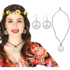 Conjunto hippie pendientes y collar-Tus disfraces baratos