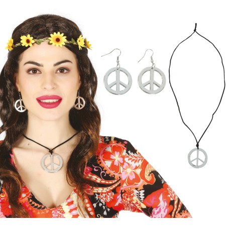 Conjunto hippie pendientes y collar-Tus disfraces baratos