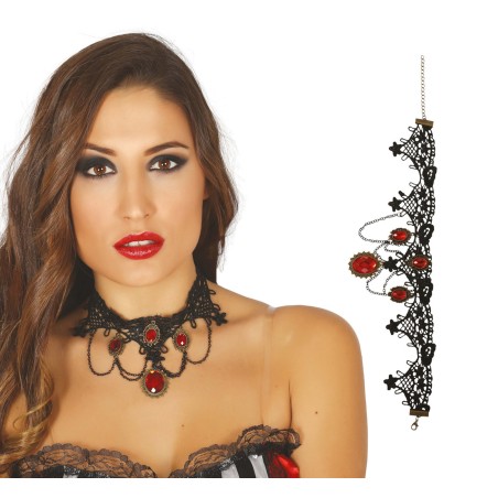 Collar princesa vampira con rubies-Tus Disfraces