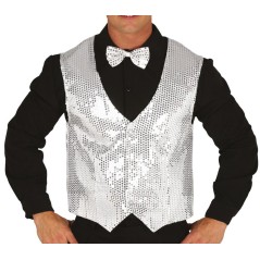 Chaleco lentejuelas plata para hombre-Tus disfraces baratos