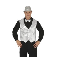 Chaleco lentejuelas plata para hombre