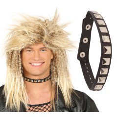 Collar rokero negro con metal punkie 44 cm-Tus disfraces baratos