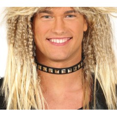 Collar rokero negro con metal punkie 44 cm