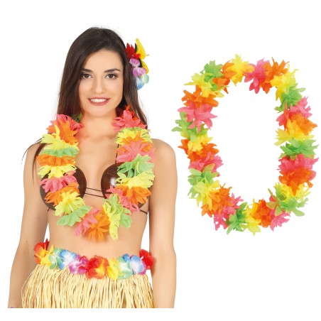 Collar hawaiano extra color neon multicolor-Tus disfraces baratos
