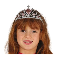 Tiara de princesa plata con piedras rosas